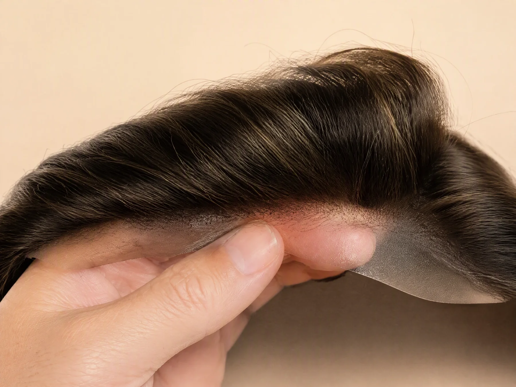 Primer plano del borde flexible y el nacimiento del cabello.