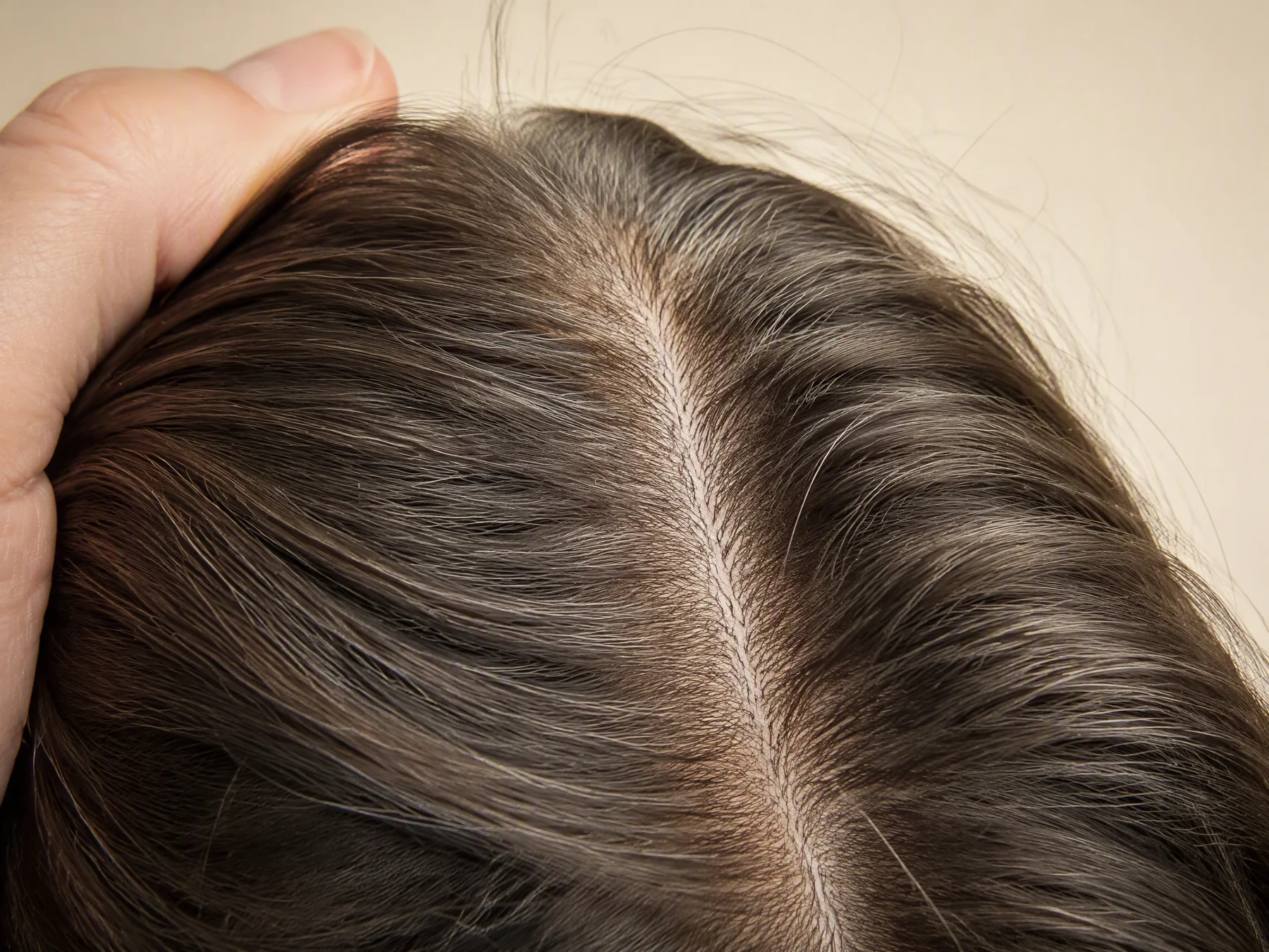 Detalle macro de los nudos y la densidad del cabello.